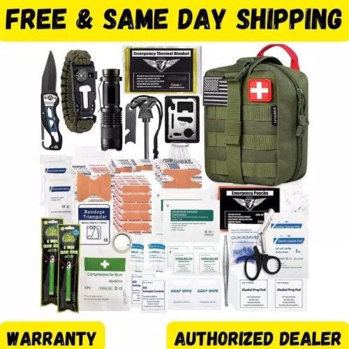250 Piece Set Emergency Survival Kit First Aid Bug Out Military Kit-Green