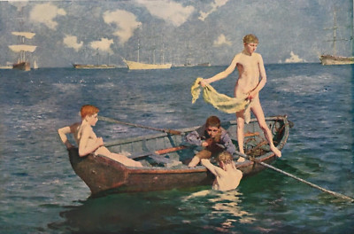 August Blue von H S Tuke - antiker Druck 1930
