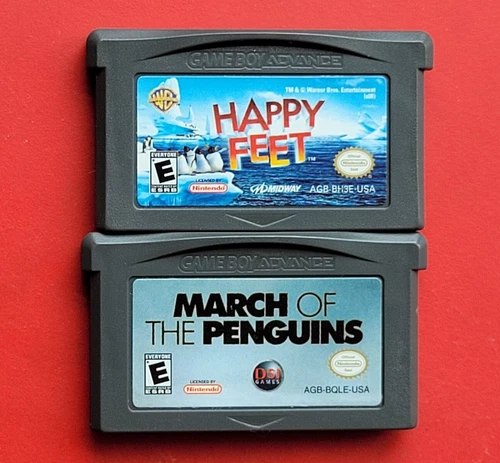 Happy Feet Penguins Game Boy Advance Lot 2 GBA Games March of Penguins Movie