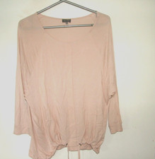 Pale Pink Blouse TOp 12 Phase Eight, round neck, 3/4 sleeves, tie bottom classic