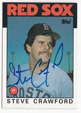 Steve Crawford Autograph On A 1986 Topps - Boston Red Sox