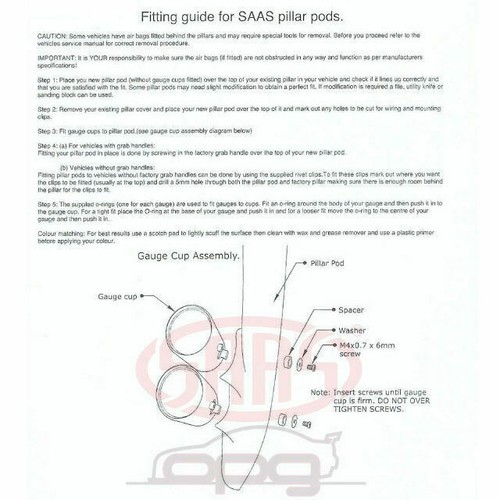 SAAS Gauge Pillar Pod for Nissan Navara D40 Grab Handle 2006>2015 52mm Gauge - Picture 6 of 8