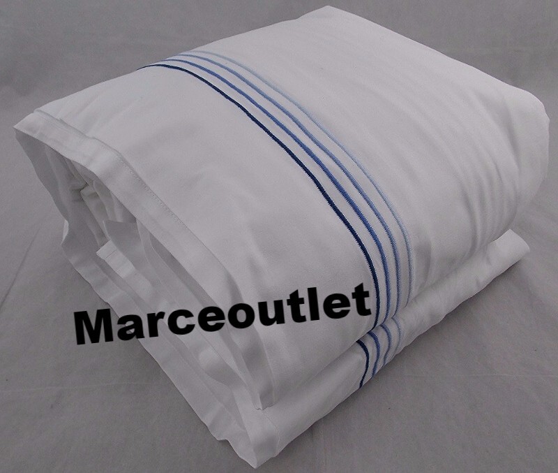 Frette Cruise Cotton Sateen KING Sheet Set White / Sky Embroidery eBay