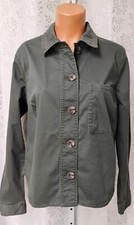 CAbi Utility Military Jacket Light Button Front M Stretch Casual Green Women's