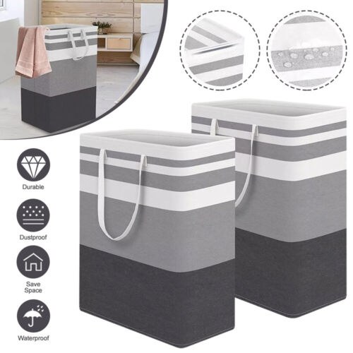 2pack Large Laundry Basket Waterproof Freestanding Laundry Hamper Collapsible US