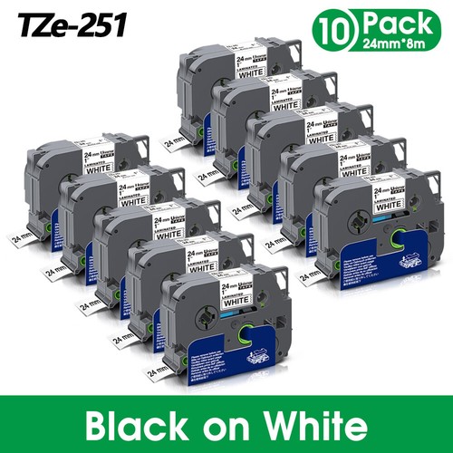 Brother P-Touch TZe-231 TZe-221 TZe-251 Label Tape 12mm 9mm 24mm Laminated White - Picture 18 of 18