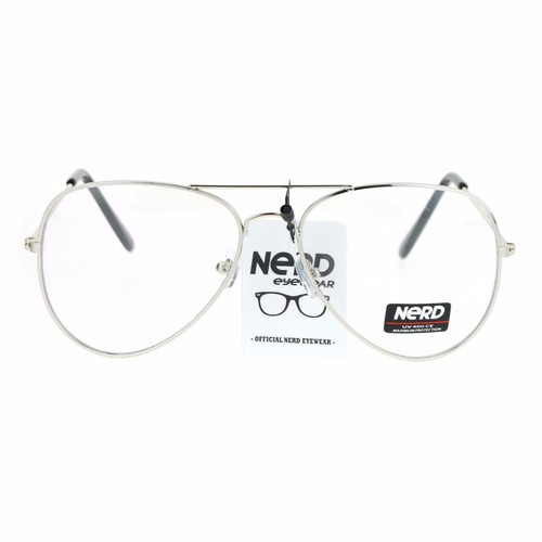 Metal Clásico Aviador Gafas Lentes Transparentes Unisex Moda Gafas UV 400 - Imagen 2 de 20