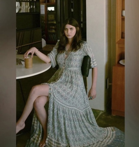 Spell & The Gypsy Dress Oracle Maxi Gown Sage Green L Bohemian Boho Button Down