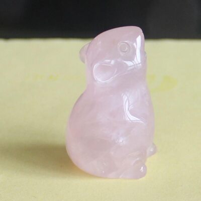 Hand Carved Mixed Gemstone Crystal Mouse Rat mice Figurine Animal Rose Quartz 