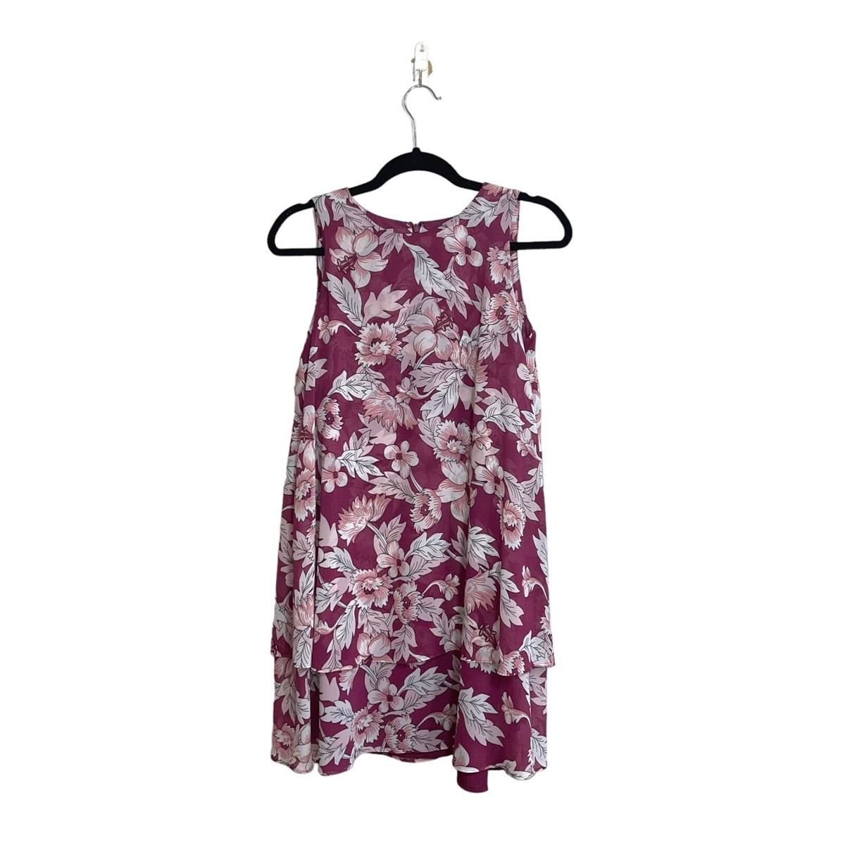 LOFT Outlet Magenta Pink Floral Print Ruffle Knee-length Shift