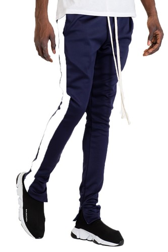 Herren schmale Passform eingestreifte Urlaub Trainingshose Knöchel Reißverschluss Jogger Freizeithose - Bild 18 von 107