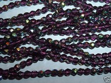 AL759 CZECH 4mm Fire Polished Glass Beads-AMETHYST VITRAL 50 