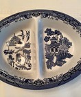 Vintage Churchill Blue Willow Oriental Divided Oval Vegetable Dish — photo 3