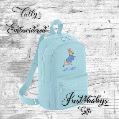 BAGBASE Personalised Mini Kids Embroider peter Rabbit Backpack Boys Girls School Bag R1