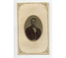 MAN W/ NICE SUIT - TINTYPE STUDIO PORTRAIT 1/16 PLATE