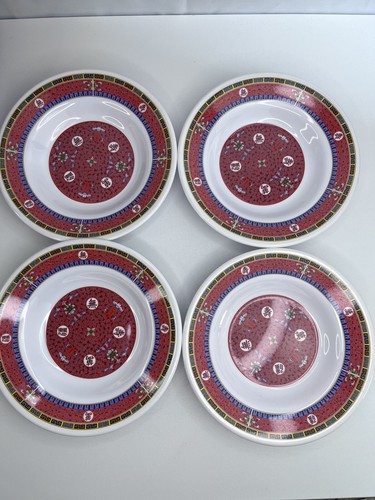 Vintage Set of 20 Red Lucky/Longevity Design Melamine Bowls / Plates Taiwan - Picture 3 of 23
