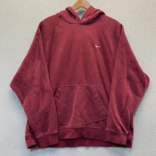 Vintage Y2K Nike Essential Sportswear Swoosh Hoodie Pullover XL Red Sweatshirt