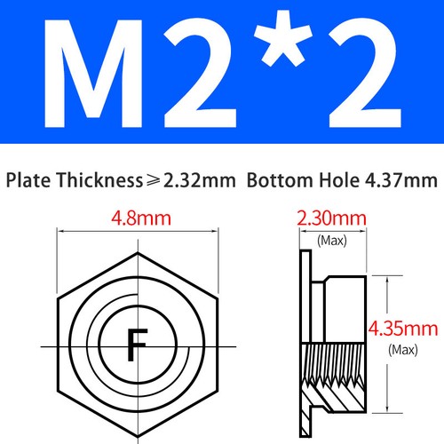 Flush Nut Thread Insert Nuts Galvanized Press Riveting Part M2 M2.5 M3 M4 M5 M6 - Picture 9 of 19