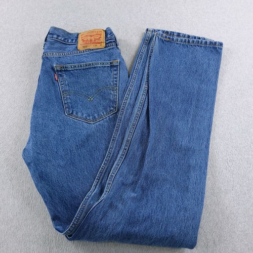 Levis 505 Jeans Mens 34X36 Tall Blue Denim Medium Wash Casual Workwear Pants