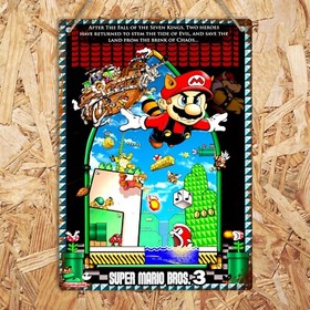 SUPER MARIO BROS 3 POSTER ART Metal Print Tin Sign Retro Gaming Arcade 8bit Nes