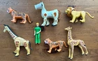 Vintage Playmobil Tiger Giraffe Cow Lion Zoo Keeper Figures Animals