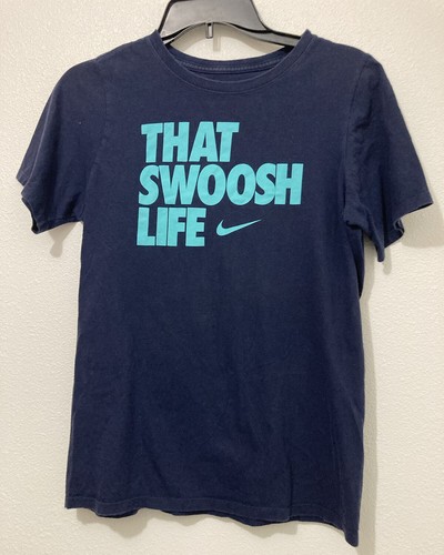 Nike That Swoosh Life T-shirt Kid Youth XL Athletic Navy Blue Short Sleeve Shirt - Picture 4 of 4
