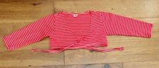 RED STRIPE DANCE WRAP Girls 5 6 Ballet Shirt Tap Jazz Top Pink EU 98/104