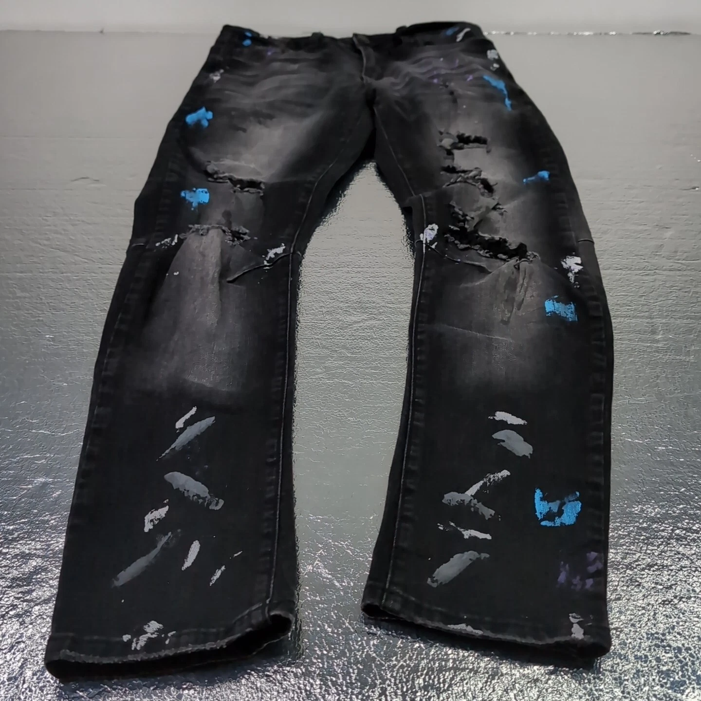 Rue 21 Premium Homme Skinny ARC Supreme Flex 32x30 Noir Distressed Stretchy