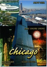 Sears Tower and Other Attractions, Chicago, Illinois Multiview Postcard