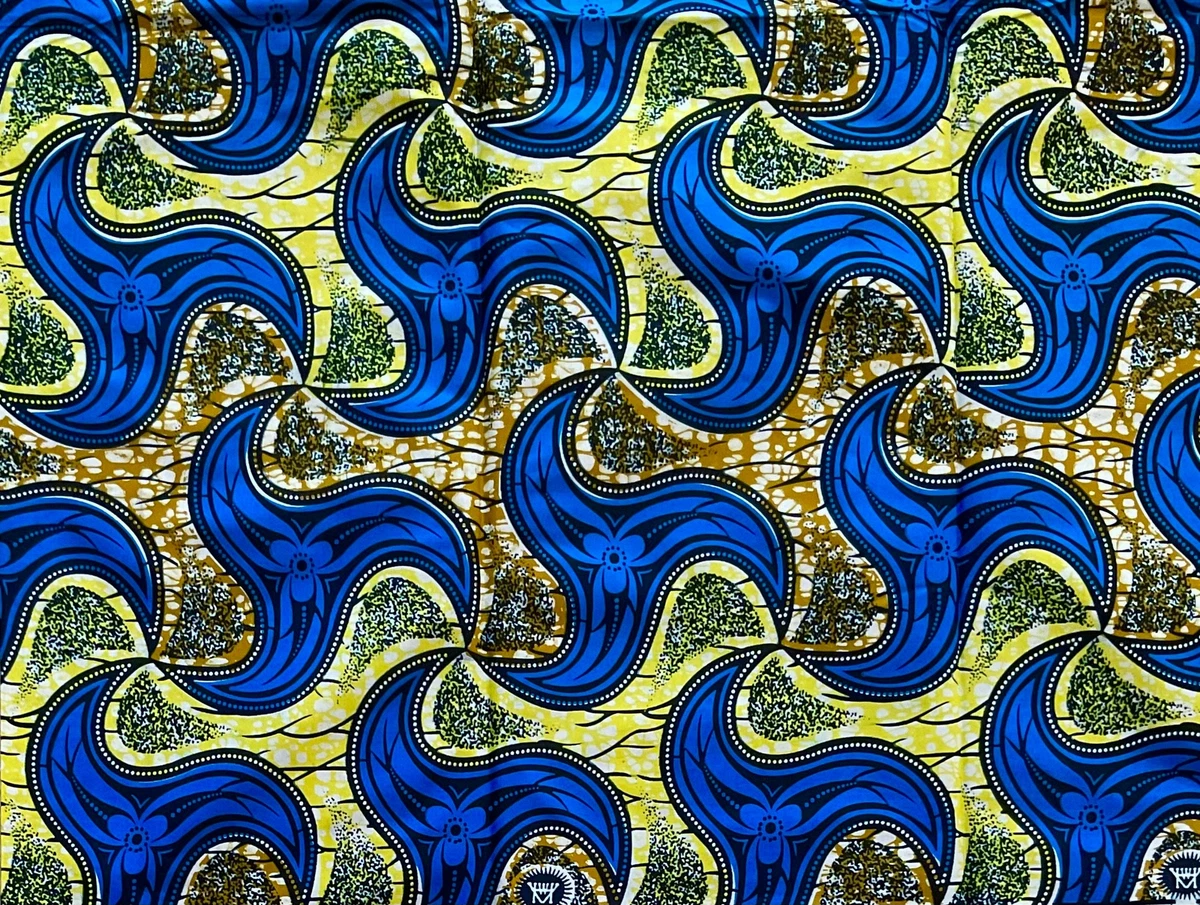 Blue african print fabric cheap
