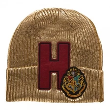 Harry Potter Hogwarts Metallic Gold Knit Cuff Beanie
