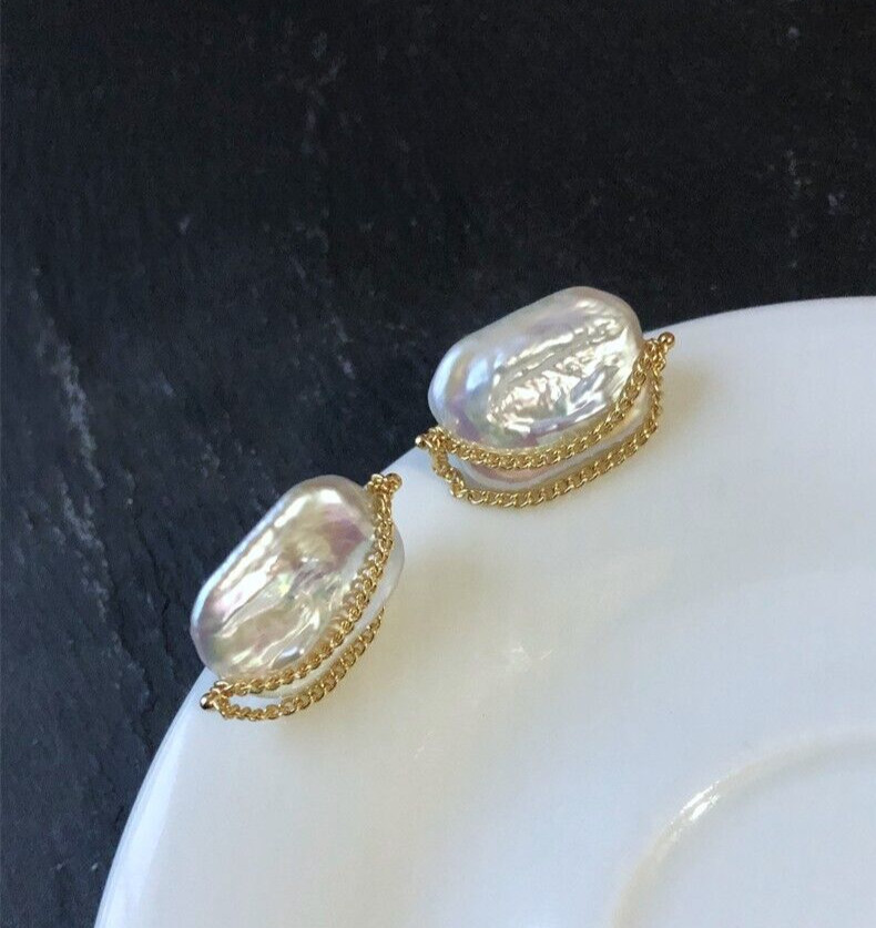 Boucles d'oreilles perles de culture baroques et franges, cadeau d'anniversaire - 2