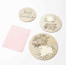 Project Home DIY Humble Kind Trio BOHO Wood Round Signs Lasar Cut Flower Set