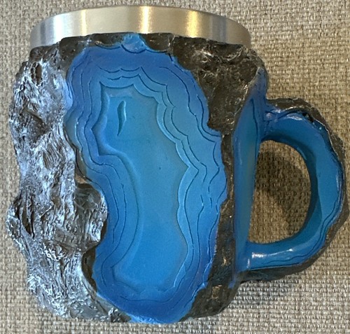 Lot Set Of 4 Mineral Crystal Coffee Mugs Blue/Black Gray NWOB Free Shipping - Picture 2 of 5
