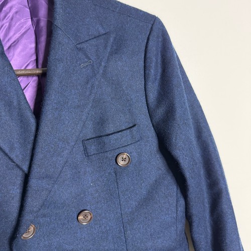 Double Breasted Blazer Jacket Wool Blend Kids Blue Coat - Picture 2 of 7