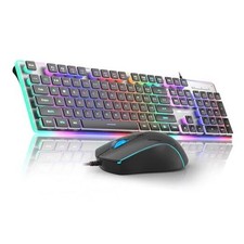 Gaming Creamy Keyboard and Mouse 104 Keys RGB and 6 Speed RGB Mouse Black