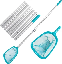 11.5 Foot Swimming Pool Leaf Skimmer Net with Telescopic Aluminum Pole, 8 Sectio