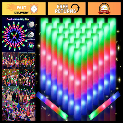 124 PCS Glow Sticks - Colorful Foam Light Up Sticks with 3 Flashing Modes for Pa