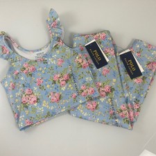 Polo Ralph Lauren Floral Performance Jersey Leggings Girls Set S/P(7) Gymnastic