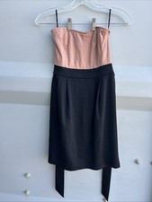 Forever 21 Women’s Casual Career Knee Length Tie Back Peach/Black Dress Sz M
