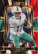 2025 Panini Select #182 Jaylen Waddle Black and Red Prizm Shock