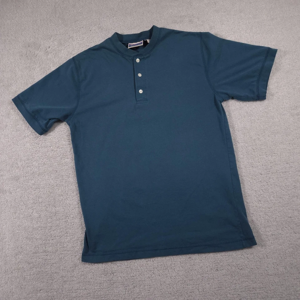 Camisa masculina North Crest média azul-petróleo Henley manga curta gola simulada 3 botões - Imagem 2 de 4