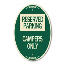 SignMission Designer Series Sign - Campers Only 12" x 18" Aluminum Oval Sign