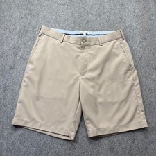 Peter Millar Salem Performance Golf Shorts Men 35 Beige Khaki 9" Classic Fit b70