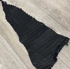 Black Genuine Crocodile Belly Tail Hide Leather Skin real alligator Croc 352