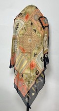 GORGEOUS artistic Women  s Silk Scarf Featuring Flowers And Fishes Print 37"/37"