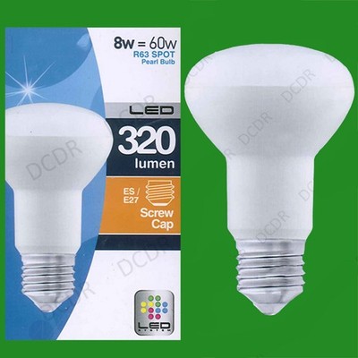 2x 8W (=60W) R63 LED Pearl Reflector Spot Light Bulb, Edison Screw ES E27 Lamp