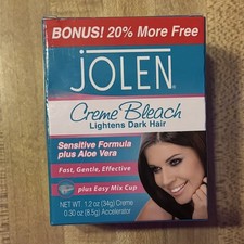 Jolen Creme Bleach SENSITIVE Formula Lightens Dark Hair 1.2 oz Aloe Vera