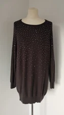 NEXT brown angora fluffy knit rhinestone sparkly Christmas party jumper size 12