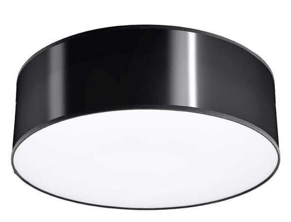 Deckenlampe Schwarz Rund Ø 25 Cm H: 11 Cm Flach E27 Deckenleuchte Wohnzimmer-image